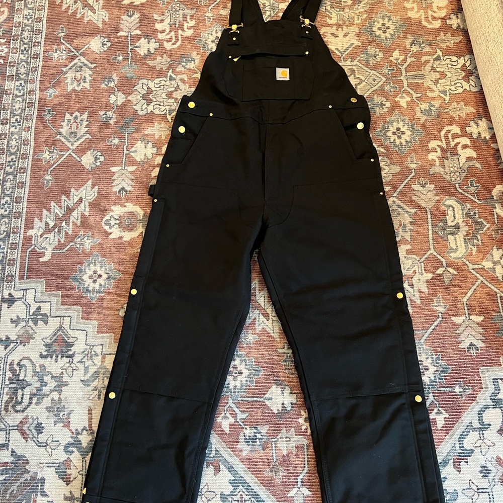 NWT Carhartt Men's Firm Duck Insulated Bib Overalls - Loose Fit - Black - Large
